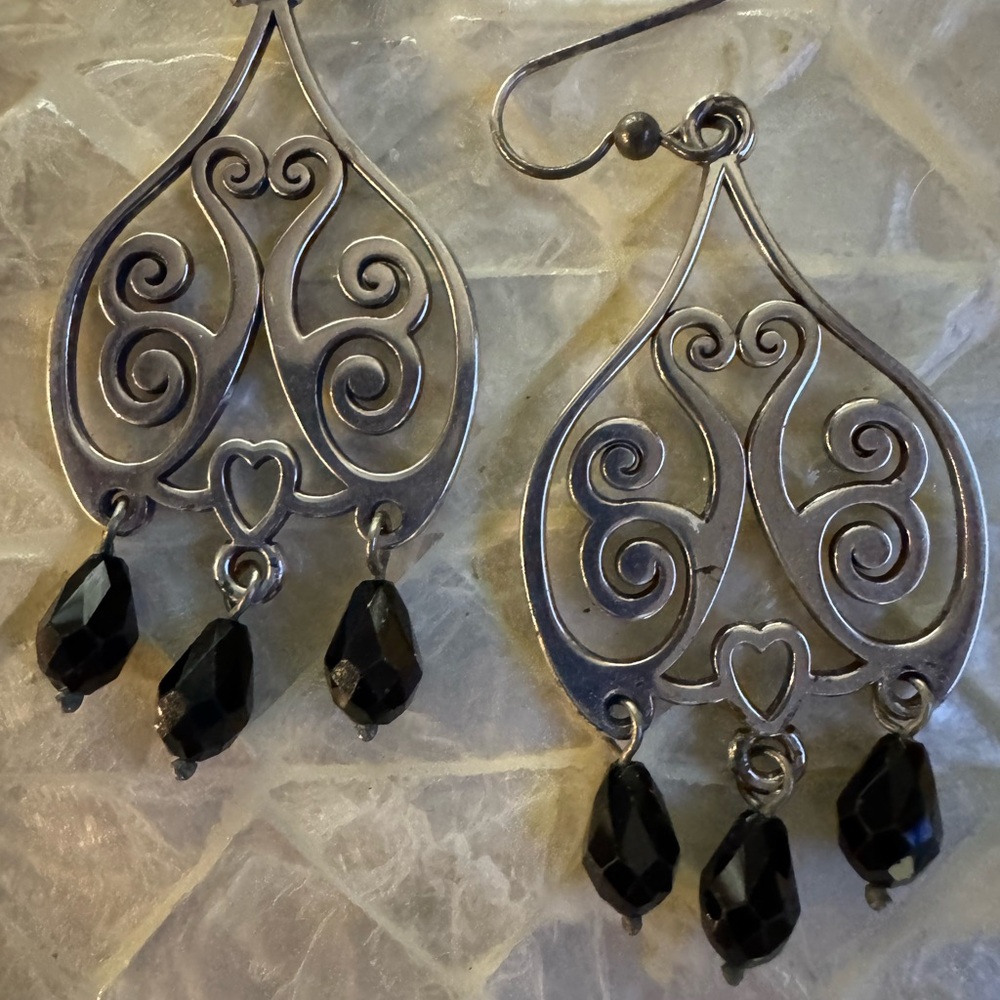 Brighton Silver and Black Swirl Earrings